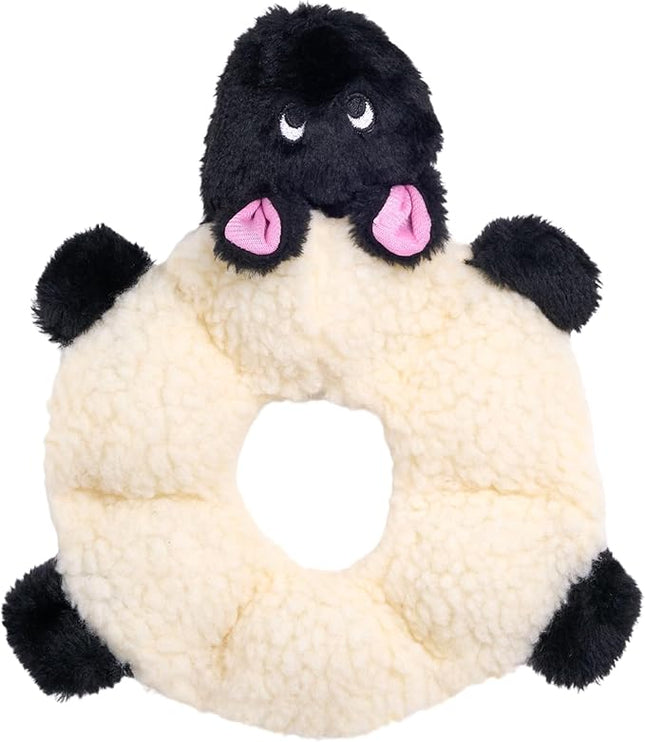 ZippyPaws Loopy - No Stuffing Dog Toys to Keep Them Busy, for Small, Medium, & Large Dogs, Squeaky Pet Toy for Boredom, Unstuffed Chew Toy, Soft Plush Puppy Products, Sheep - 10"
