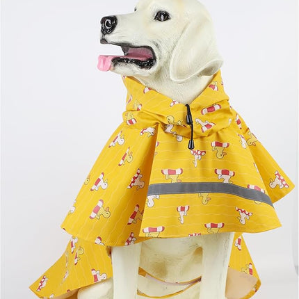 HAPEE Dog Raincoats with Reflective Strip Hoodie,Poncho Jacket for Large Dogs fit Golden Retriever Doodle (E5-Yellow River, 20B (30-55 lbs))
