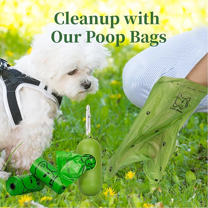 270 Counts Dog Poop Bags Rolls with Dispenser & Leash Clip, Scented Poop Bags for Dogs Waste, Extra Thick & Leak Proof for Poop Doggie Puppy Pet Waste, 9" x 13", Green
