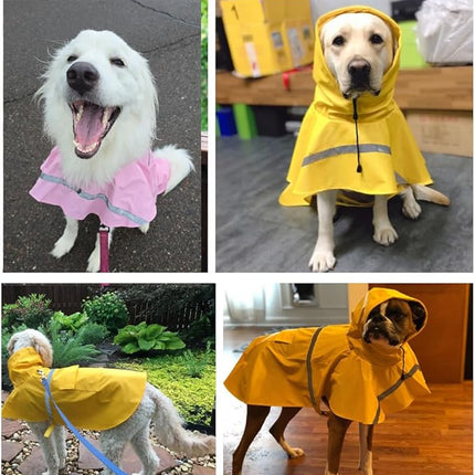 HAPEE Dog Raincoats with Reflective Strip Hoodie,Poncho Jacket for Large Dogs fit Golden Retriever Doodle (A1-Yellow, 30C (100-120 lbs))