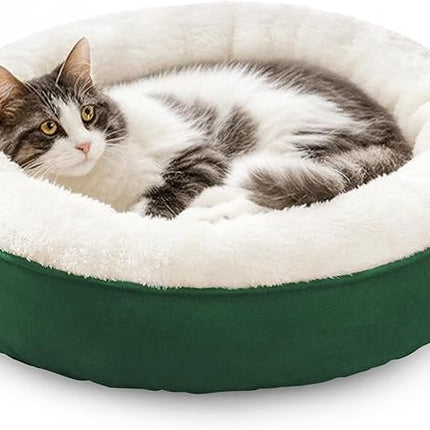 Love's cabin Round Donut Cat and Dog Cushion Bed, 20in Pet Bed for Cats or Small Dogs, Anti-Slip & Water-Resistant Bottom, Super Soft Durable Fabric Pet Beds, Washable Luxury Cat & Dog Bed Green