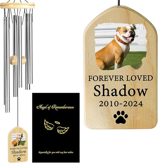 Personalized Pet Memorial Wind Chime - Forever Loved - Sympathy Gift for Dog, Cat Loss and Bereavement