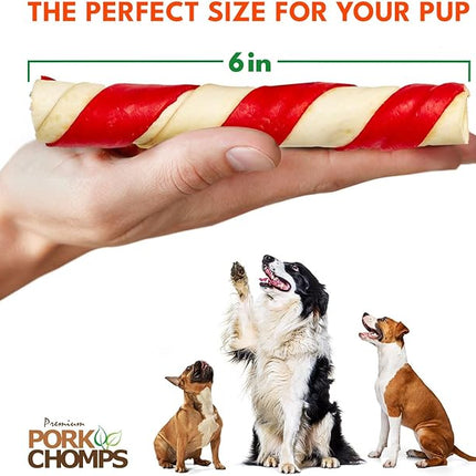 Pork Chomps Baked Pork Skin Dog Chews, 6-inch Twists, Assorted Flavors, 12 Count