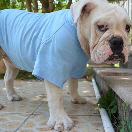Lovelonglong Bulldog Clothes Dog Clothing Blank T-Shirt Tee Shirts for French Bulldog English Bulldog American Pit Bull Pugs 100% Cotton Skin Care Light-Blue B-XL