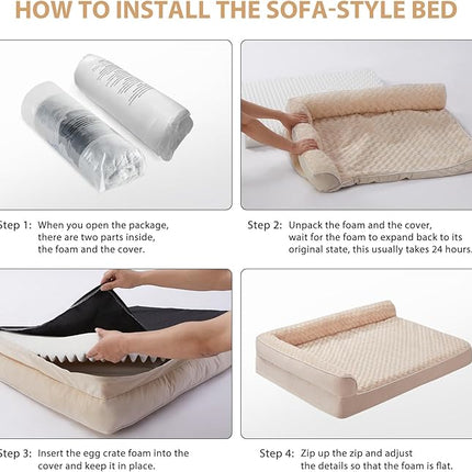 BFPETHOME Orthopedic Dog Beds for Large Dogs-Waterproof Sofa Dog Bed with Removable Washable Cover, Large Pet Bed with Waterproof Lining and Nonskid Bottom,Pet Bed for Dogs