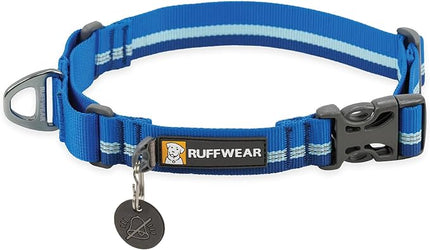Ruffwear, Web Reaction Dog Collar, Escape-Proof Security Buckle, Adjustable Anti-Slip Martingale Collar with Durable Nylon Tubelok Webbing & Silent ID Attachment, Blue Pool, 23"-26"