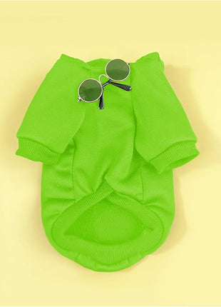 QWINEE 3Pcs Dog Hoodie Cat Apparel Dog Custume Set with Necklace and Sunglasses Pet Clothes for Puppy Small Medium Dogs Cats Green Small