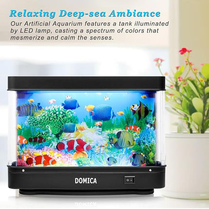 Fake Fish Tank with Moving Fish, Decorative Aquarium Lamp, Artificial Tropical Marine Tank, LED Mood Light Office Table Light, Fun Gifts