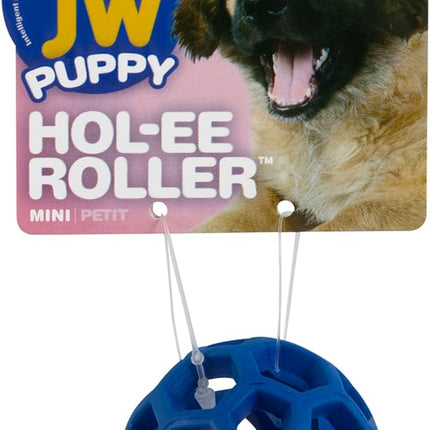 JW Pet Hol-ee Roller Dog Toy Puzzle Ball, Natural Rubber, Mini (1.75 Inch Diameter), Colors May Vary