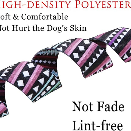 Dog Collar with Bohemia Floral Tribal Geometric Patterns - Soft Ethnic Style Collar Adjustable for Small Medium Large Dogs（Bohemian Purple,M）