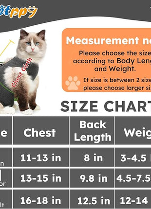 Cat Recovery Suit for Spay Abdominal Wounds, Kitten Onesie Bodysuit for Cats After Surgery, Cat Surgery Recovery Suit Female Cone of Shame Alternative for Cats Anti Licking (Dark Grey,S)