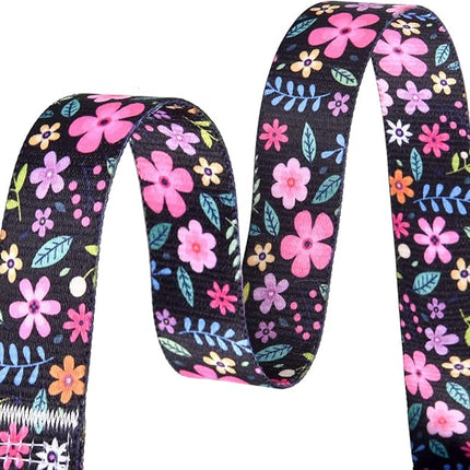 Dog Collar and Leash Set with Bohemia Floral Tribal Geometric Patterns - Soft Ethnic Style Collar Adjustable for Small Medium Large Dogs(Floral Set,L)