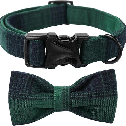 Lionet Paws Gird Dog Collar with Plastic Buckle, Cotton Fall Winter Bowtie Collar, Light Adjustable Collars for Small Medium Large Dogs