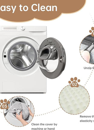 Car Seat for Large Size Dog, Booster Seat for Dogs Under 55 lbs or 2 Small Dogs, Soft Car Dog Bed Filling in Thick Memory Foam with 2 Safety Leashes and Storage Pocket (Grey)