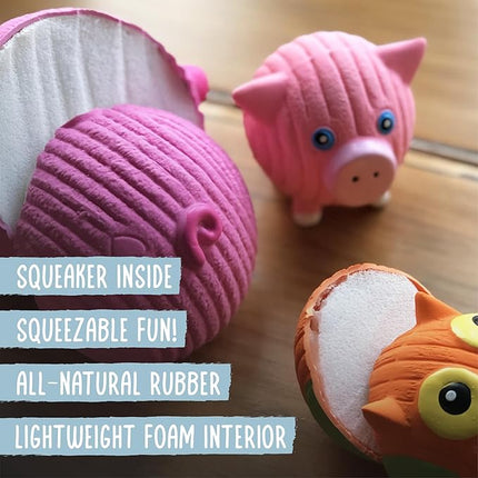 HuggleHounds Ruff-Tex Latex Ball Dog Toy - Dog Toys Rubber, Puppy Toys, Puppy Essentials, Heavy Duty Squeaky Ball for Small, Medium & Large Dogs, All Breeds - Reggie Raccoon, Large