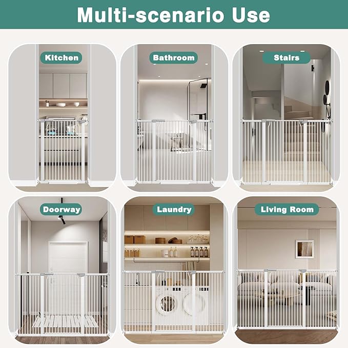 40.5" Extra Tall Baby Gate for Stairs No Drill, 29.6"-32.5" Narrow Wide Dog Gate Indoor, Pressure Mounted Safety Child Gate, Cat Doggie Pet Gate for House Doorways Walk Through, White