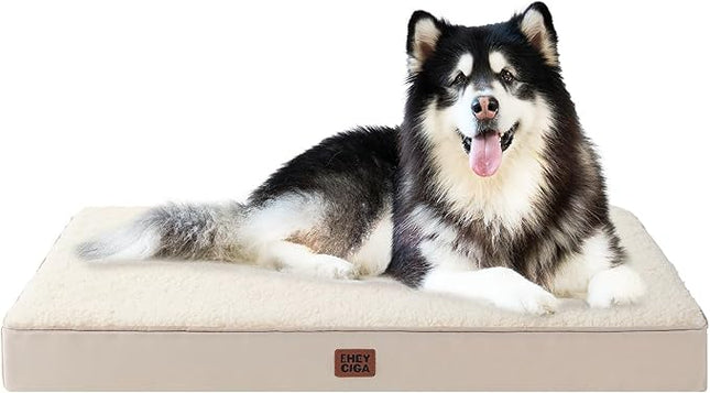 EHEYCIGA Orthopedic XXL Dog Beds for Jumbo Dogs with Removable Washable Cover for Crate, Camel, 47x29