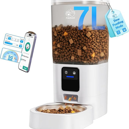 Automatic Cat Feeder with 5G WiFi: Automatic Dog Feeder with APP Control, 7L Timed Auto Cat Food Dispenser with Alexa for Multiple Pets, Detachable for Easy Cleaning - 29 Cup