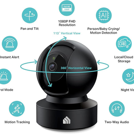 Kasa Smart Indoor Pan-Tilt Home Security Camera, 1080p HD Dog Camera w/Night Vision, Motion Detection for Baby & Pet Monitor, Cloud & SD Card Storage, Works w/ Alexa & Google Home, 2.4G WiFi (EC71)