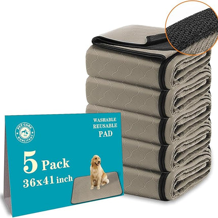Washable Pee Pads for Dogs 36" x 41", 5 Pack, Reusable Puppy Pads, Dog Training Pads with Quick Dry, Large Anti-Slip Whelping Pad for Pet, Playpen, Incontinence, Housebreaking