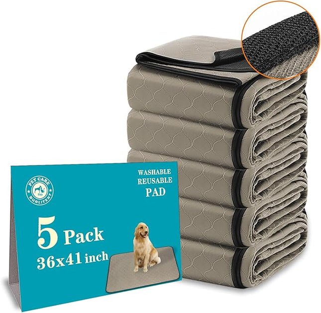 Washable Pee Pads for Dogs 36" x 41", 5 Pack, Reusable Puppy Pads, Dog Training Pads with Quick Dry, Large Anti-Slip Whelping Pad for Pet, Playpen, Incontinence, Housebreaking