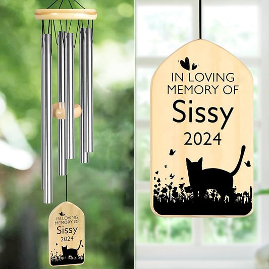 Cat Memorial Gifts for Loss of Cat, PEMIRSAYO Pet Memorial Wind Chime, Pet Memorial Gifts for Cats, Pet Sympathy Gifts for Cats, Pet Remembrance Gift Cat, Pet Loss Gifts