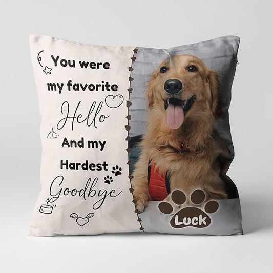 Custom Pet Memorial Throw Pillow with Photo, Personalized Sympathy Gifts for Dog Cat Loss, Pet Memorial Gifts for Pet Loss, Birthday, Christmas, (16x16 Inch)