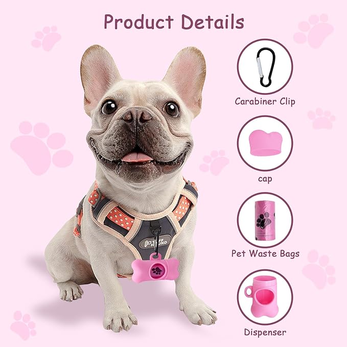 Dog Poop Bags Dispenser with Carabiner Clip, Doggy Poop Bag Holders for Leashes Include 1 Roll (15 Bags) Leak-Proof Large Lavender Scented Doggie Pet Waste Bags, Dog Accessories Girl, Pink