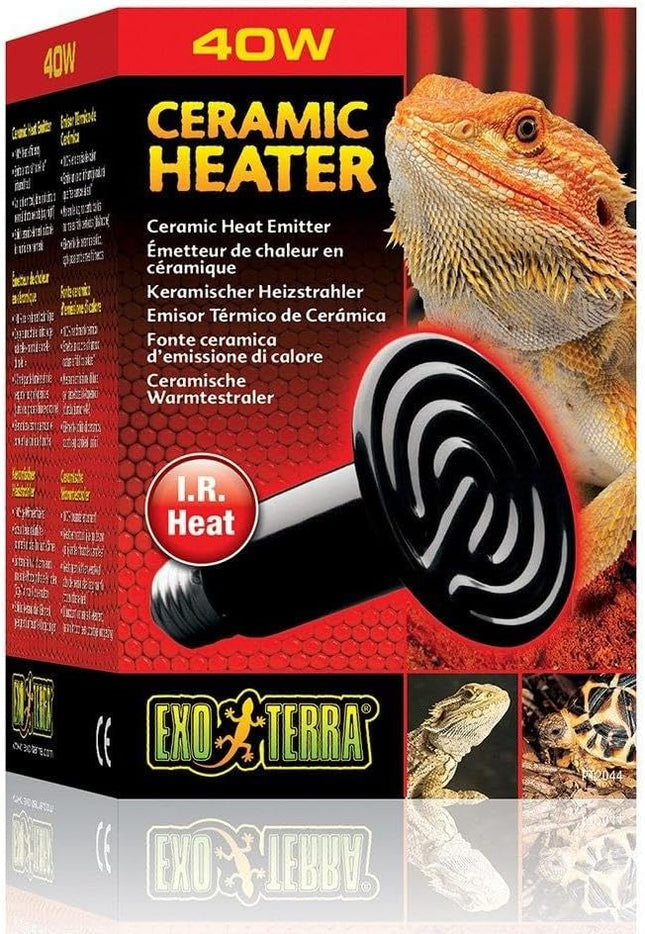 Exo Terra's Ceramic Heater - 40 W Lamp Pack for Reptile Heat, Ceramic Emitter with 150-Watt Ceramic Heat Emitter, Compatible with Exo Terra Light and Thermostat