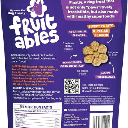 Fruitables Baked Dog Treats, Healthy Pumpkin Treat for Dogs, Low Calorie & Delicious, Free of Wheat, Corn and Soy, Made in the USA, Sweet Potato and Pecan Flavor, 7oz