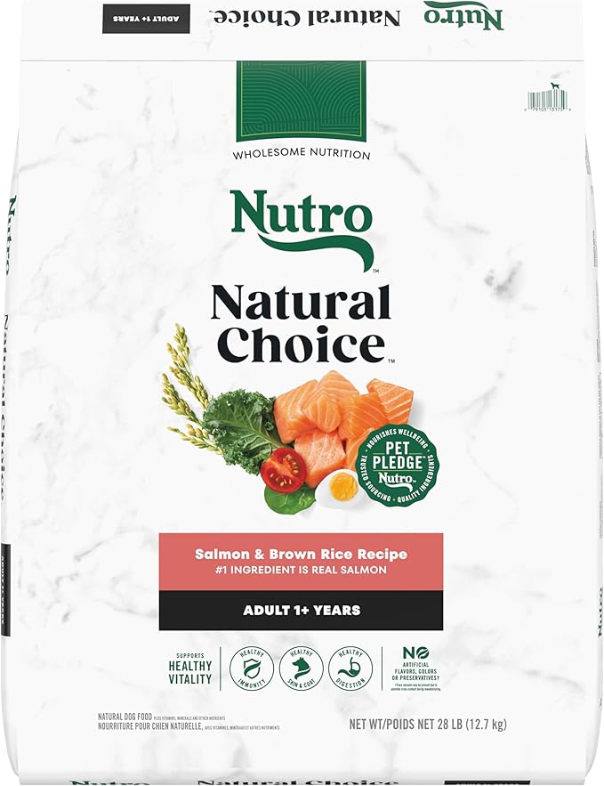 Nutro Natural Choice Adult Dry Dog Food, Salmon and Brown Rice Recipe, 28 lb Bag