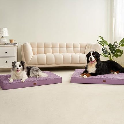 EHEYCIGA Orthopedic XXL Dog Beds for Jumbo Dogs with Removable Washable Cover for Crate, Fog Purple, 47x29