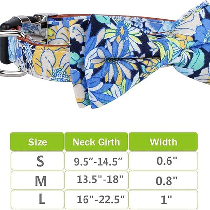Faleela Cute Soft Girl Dog Collar with Bow, Bowtie Dog Collar for Boy,Detachable Adjustable Collar for Small Medium Large Pet