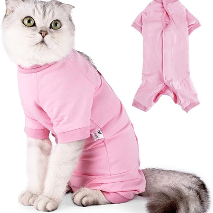 LIANZIMAU Cat Surgical Recovery Suit Professional for Male Female Dog Abdominal Wounds Cone E-Collar Alternative Anti-Licking Pet Surgical Recovery Pajama Suit Soft Fabric Onesie for Cats