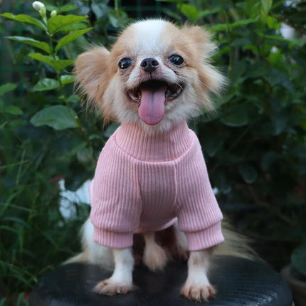 LOPHIPETS Small Dog Turtleneck Sweaters for Teacup Chihuahua Yorkie Puppy Cat Clothes-Bright Light Pink/S