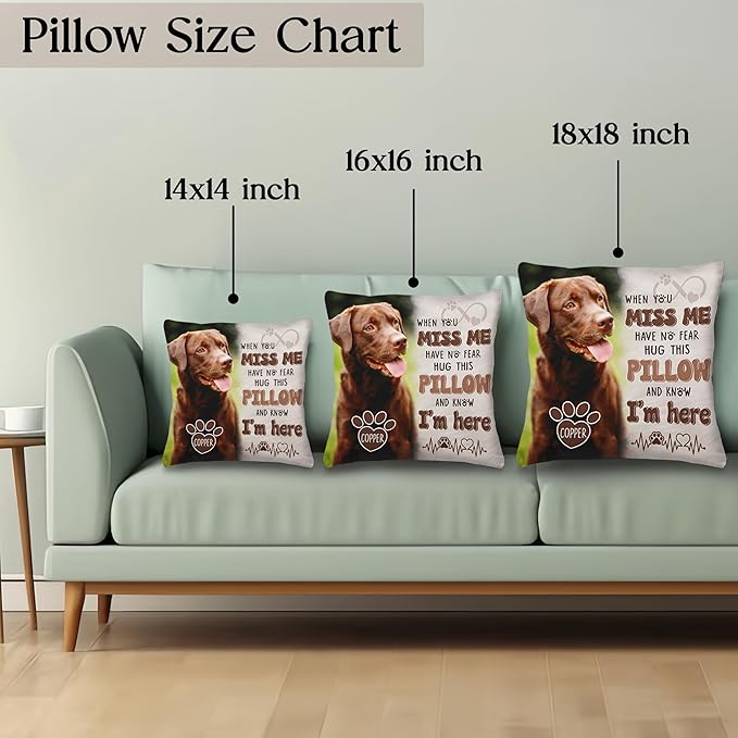 Personalized Pet Memorial Throw Pillow, Dog Memorial Gifts for Loss of Dog, Photo Gifts for Dog Lovers, In Memory of Dog Gifts, Loss of Dog Sympathy Gift, Pet Loss Gifts, Dog Bereavement Gifts
