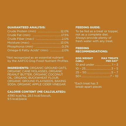 Amazon Brand - Wag Expedition Human Grade Organic Biscuits Dog Treats, Non-GMO, Peanut Butter, 10oz