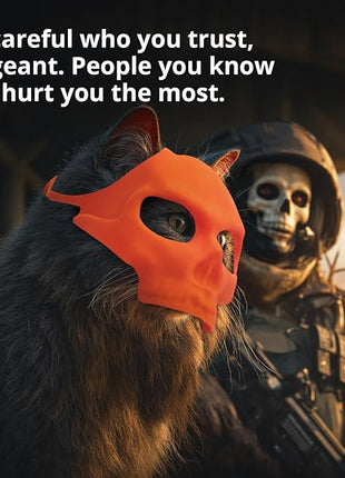 Cat Bat Mask Halloween Costumes Accessories for Cats, Cat Bat Cosplay Apparel (Medium, Orange Skull)