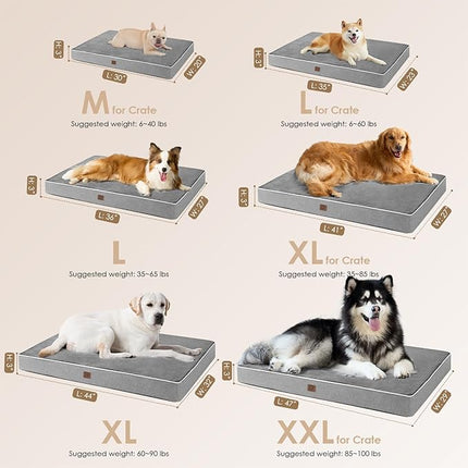 EHEYCIGA Waterproof Dog Bed Orthopedic 30"x20", Memory Foam Pet Bed for Medium Dogs, Washable Pet Mat with Removable Cover, Grey