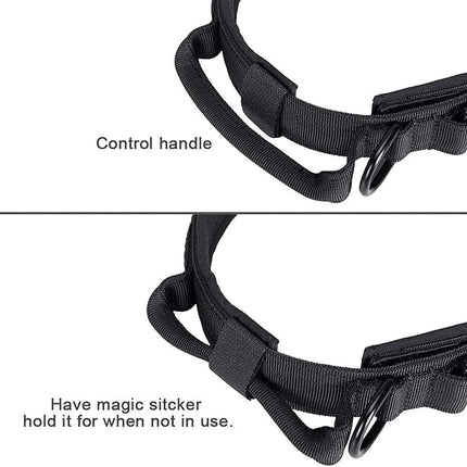 EXCELLENT ELITE SPANKER Tactical Dog Collar Nylon Adjustable Training Collar Military Dog Collar Heavy Duty Metal Buckle with Control Handle for Medium and Large Dogs with Patchese(Black-M)