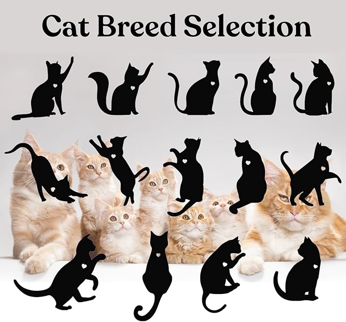 Cat Memorial Suncatcher, Personalized Pet Breeds Suncatcher with Name Date, Pet Loss Suncatcher, Stained Glass Light Catcher, Cat Memorials & funerary, Gifts for Pet Loss (Cat Pattern)