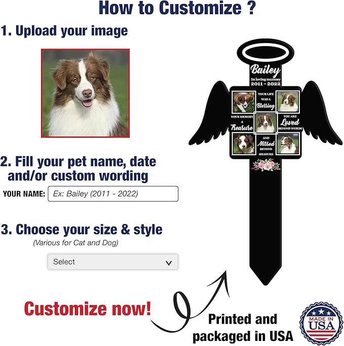 Personalized Pet Grave Markers Remembrance Garden Stake Pet Loss Gifts Dog Memorials Gifts For Friends Remember Your Dog Custom Plaque Stake Yard Cat Cross Pet Memorial Grief In Loving Memory