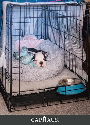 CAPHAUS Foldable Dog Crate Wire Metal Kennel w/Leak-Proof Pan & Protecting Feet & Divider Panel, Small, Medium & Large Indoor Cage, 48” w/Single or Double Doors