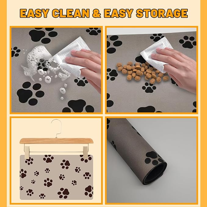 Pet Feeding Mat-Super Absorbent Dog Food Mat,30×18in Oversized Feeding Mat, Stain Fast Dry Dog Water Dispenser Mat