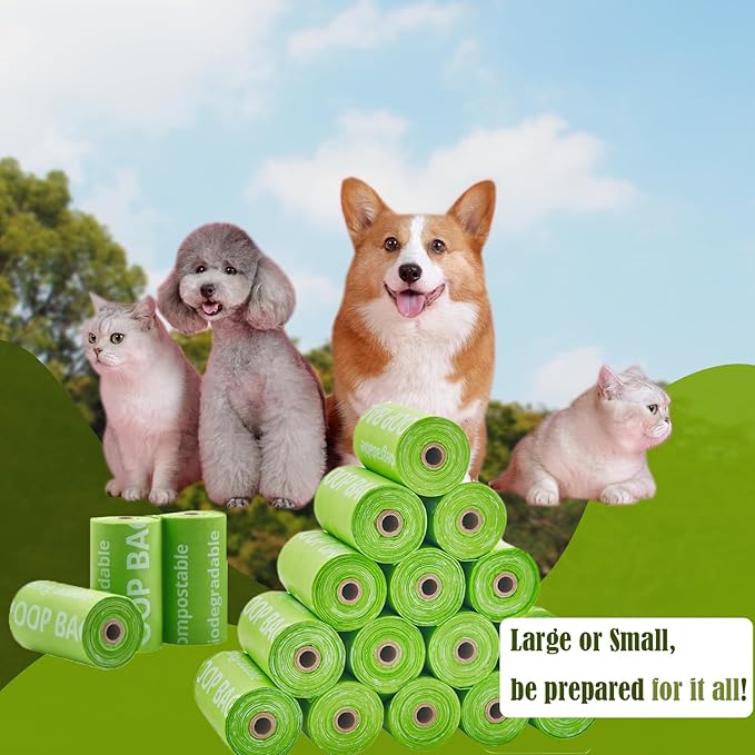 GWT Dog Poop Bags Rolls 9"x13" - Certified Home Plant Based Rolls, 120 Count Pet Waste Bags, Ideal for Outside and Backyard, Includes 8 Convenient Bags