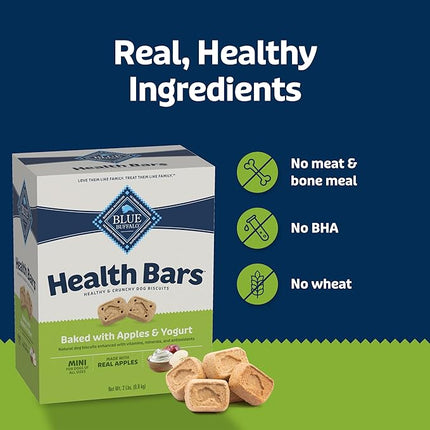 Blue Buffalo Health Bars Mini Crunchy Dog Biscuits, Oven-Baked with Natural Ingredients, Apples & Yogurt, 32-oz Bag (Pack of 2)