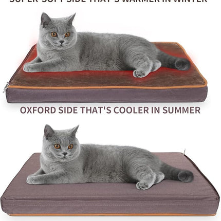 NAMOTEK Outdoor Heated Pet Bed for Cats Dog in Winter with Orthopedic Foam Base Auto Constant Temperature Electric Heating Pad & Waterproof Liner for Dog House Cabin Cot Doorway(19.7"Lx15.7"Wx1.7"Th)