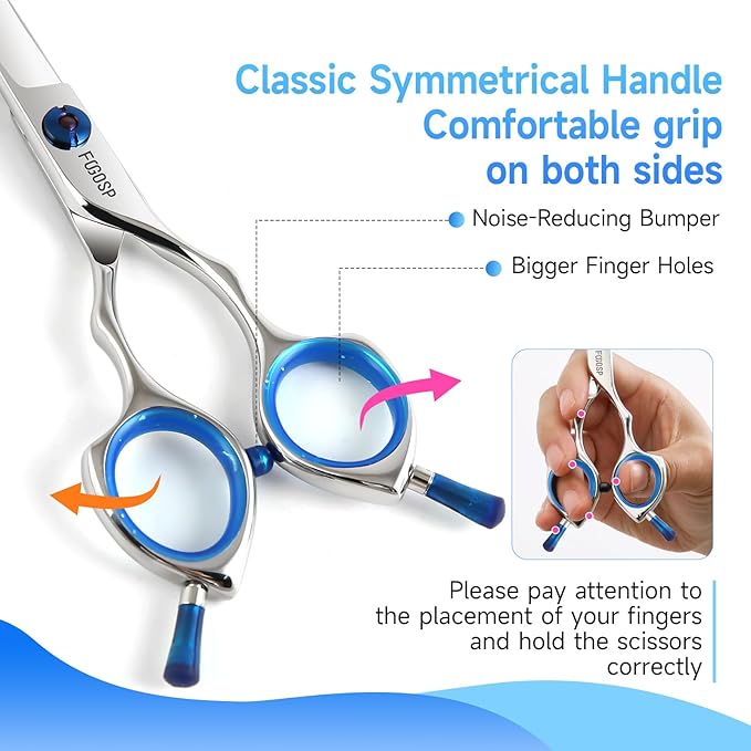 Straight Dog Grooming Scissors 7.5 in Professional Dog Hair Scissor Trimming Dogs Pet Cat Shears Japan 440C Symmetric Handle Easy for Cutting Body Leg Hairs(7.5)