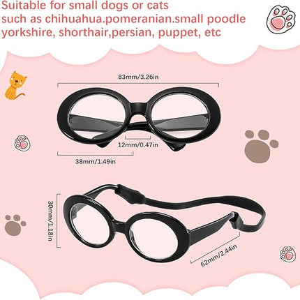 Pibupibu Retro Oval Small Dogs Cats Eye Wear Party Favors Pet Sunglasses Set Cute Funny Cosplay Dolls Costume Photo Props