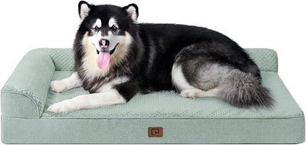 EHEYCIGA Memory Foam Dog Bed XXL, Giant Dog Bed Orthopedic with Washable Removable Cover, Waterproof Pet Bed Couch for Jumbo Dogs, 48x36x7 Inches, Greyish Green